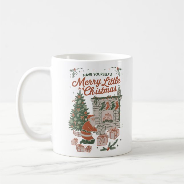 Weihnachten Retro Weihnachtsmann Geschenke Feierta Kaffeetasse (Links)