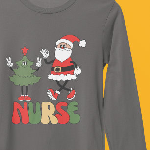 Weihnachten Retro Weihnachtsmann und Baum T-Shirt
