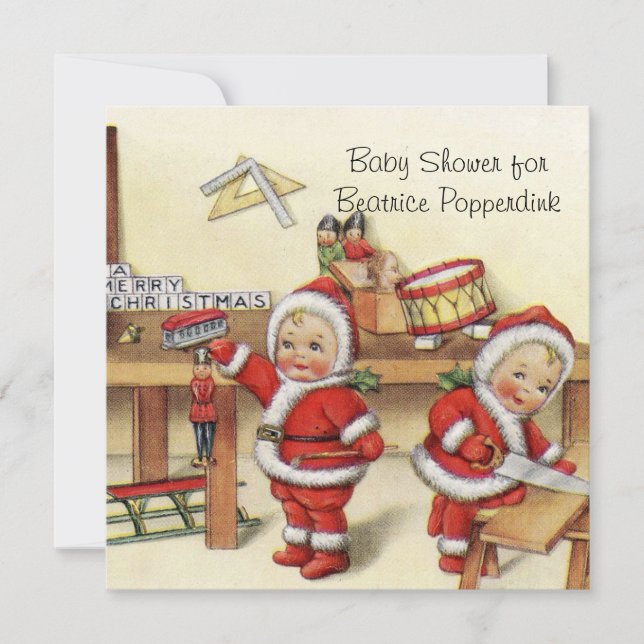 Weihnachten Retro Xmas Personalisiert Einladung (Vorderseite)