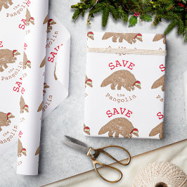 Weihnachten Rettete den Pangolin-Slogan Geschenkpapier
