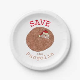 Weihnachten Rettete den Pangolin-Slogan Pappteller