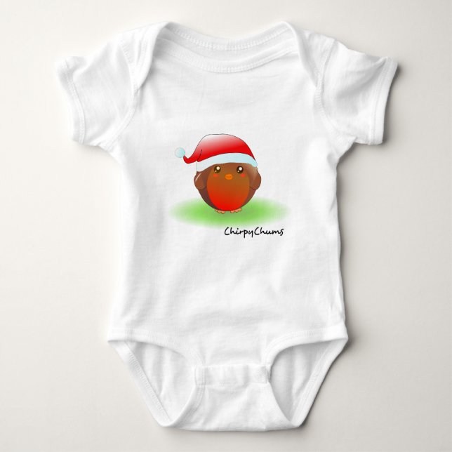Weihnachten Robin Baby Strampler (Vorderseite)