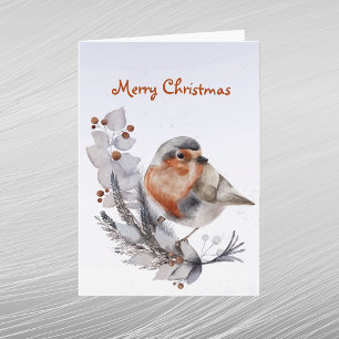 Weihnachten Robin RedBrustfloral Aquarell