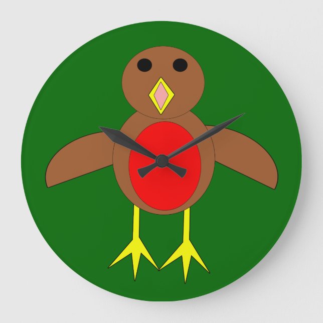Weihnachten Robin Wall Clock Große Wanduhr (Vorderseite)