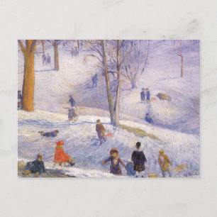 Weihnachten, Rodeln, Central Park Glackens Feiertagspostkarte