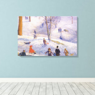 Weihnachten, Rodeln, Central Park Glackens Leinwanddruck