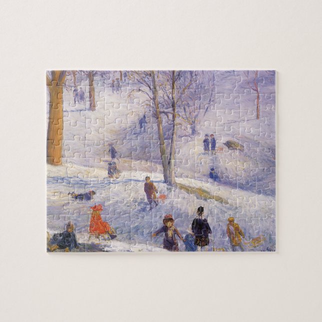 Weihnachten, Rodeln, Central Park Glackens Puzzle (Horizontal)