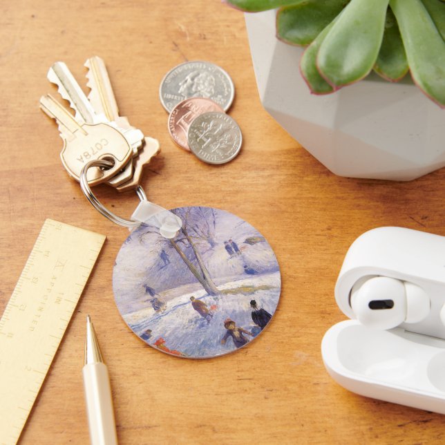 Weihnachten, Rodeln, Central Park Glackens Schlüsselanhänger (Schreibtisch)