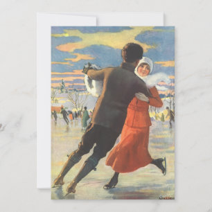 Weihnachten, Romantische Eiszeit Skaten Einladung