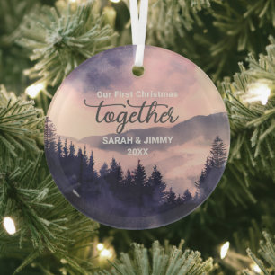 Weihnachten Rosa Bergabenteuer Outdoor Couple Ornament Aus Glas