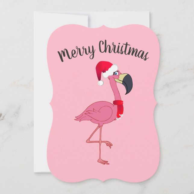 Weihnachten Rosa Flamingo Flachkarte mit Umschlag (Vorderseite)