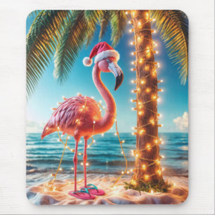 Weihnachten rosa Flamingo in krumpelnden Lichtern Mousepad