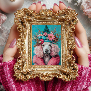 Weihnachten Rosa Französischer Pudel-Portrait Deko Seidenpapier
