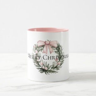 Weihnachten Rosa Grüner Kranz Tasse