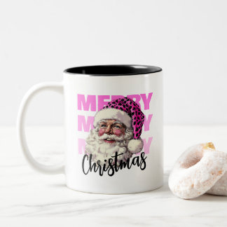 Weihnachten Rosa Weihnachtsmann mit Leopardenhut T Zweifarbige Tasse