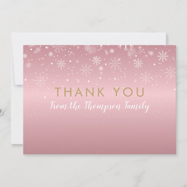 Weihnachten Rose Gold Schneeflocken Danke (Vorderseite)