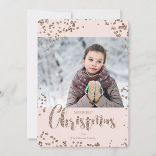 Weihnachten Roségold Glitter Fotokarte