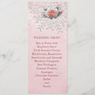 Weihnachten Rosen Schneeflocken Hochzeitsmenü Menükarte