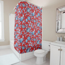 Weihnachten Rot Blau Vintage Floral Toile