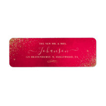 Weihnachten Rot + Faux-Gold-Glitter-Rücksendeadres