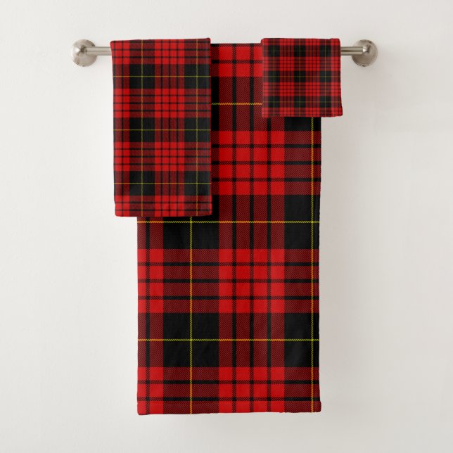 Weihnachten, Rot-Gelber Tartan Kariert Badhandtuch Set (Insitu)
