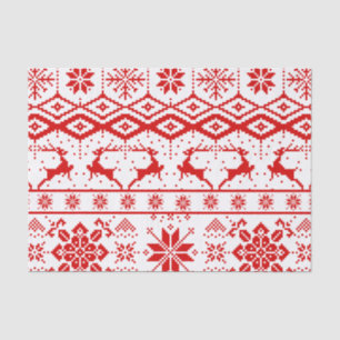 Weihnachten Rot Gestrickte Rentier Muster Seidenpapier