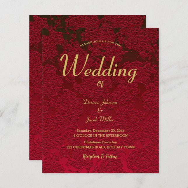 Weihnachten Rot Gold Elegantes Modernes Blumenbudg (Vorne/Hinten)