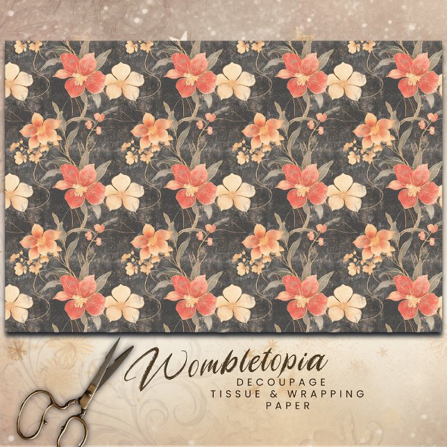 Weihnachten - Rot & Gold Poinsettia Dekoupage Seidenpapier (Von Creator hochgeladen)