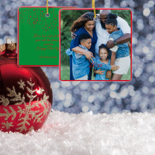 Weihnachten Rot Grün Foto-Wünsche Keramikornament