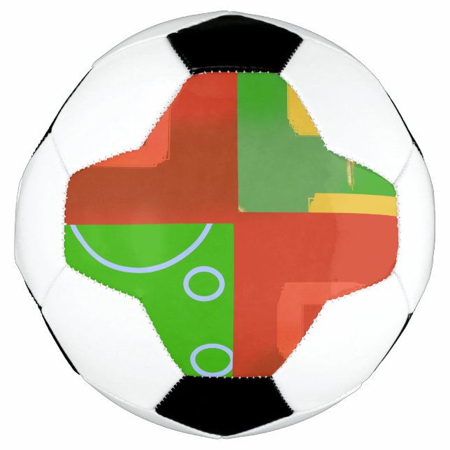 Weihnachten Rot Grün Geometrisch  Fußball (Vorderseite)