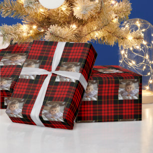 Weihnachten Rot Grün Kariert Foto Hinzufügen Geschenkpapier