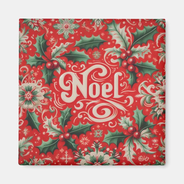 Weihnachten Rot & Grün  Magnet (Vorne)