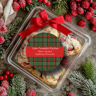 Weihnachten, Rot Kariert, Gewohnt, Weihnachtsaufkl Runder Aufkleber