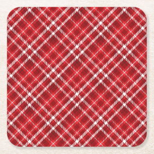 Weihnachten Rot Kariertes Muster Design-62667 Rechteckiger Pappuntersetzer