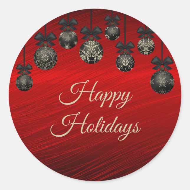 Weihnachten Rot Schwarz Eleganter Urlaub Winter Runder Aufkleber (Vorderseite)
