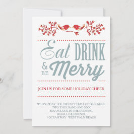 Weihnachten Rot und Blauer Urlaub Country Chic Einladung