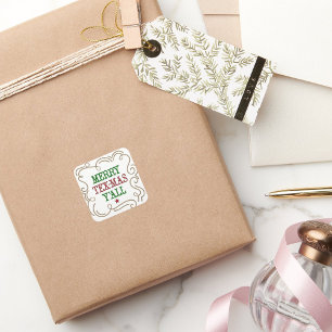 Weihnachten Rot und Grün Merry Tex-Mas Y'all Quadratischer Aufkleber