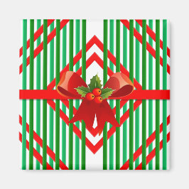 Weihnachten Rot und Grün Streifen Bow Geschenkmaga Magnet
