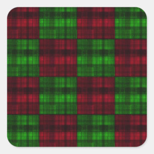 Weihnachten rot und grüner Tartan. Quadratischer Aufkleber