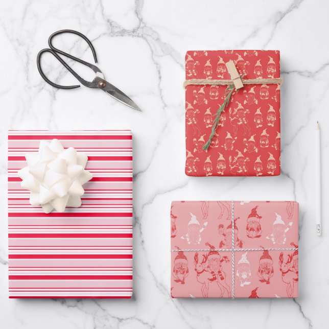 Weihnachten Rot und Rot Feiertag Geschenkpapier Set (Vorderseite)
