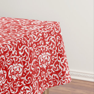 Weihnachten Rot und Weiß Elegantes Blumenmuster Tischdecke