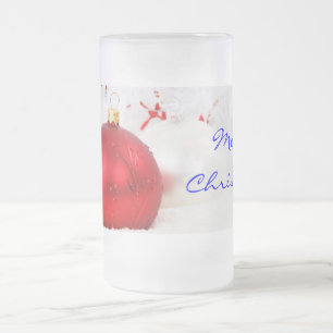 Weihnachten Rot und Weiß frohe Weihnachten III Mattglas Bierglas