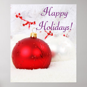 Weihnachten Rot und Weiß Happy Urlaub VII Poster