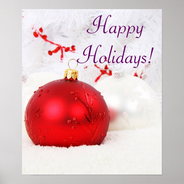 Weihnachten Rot und Weiß Happy Urlaub VII Poster (Vorne)