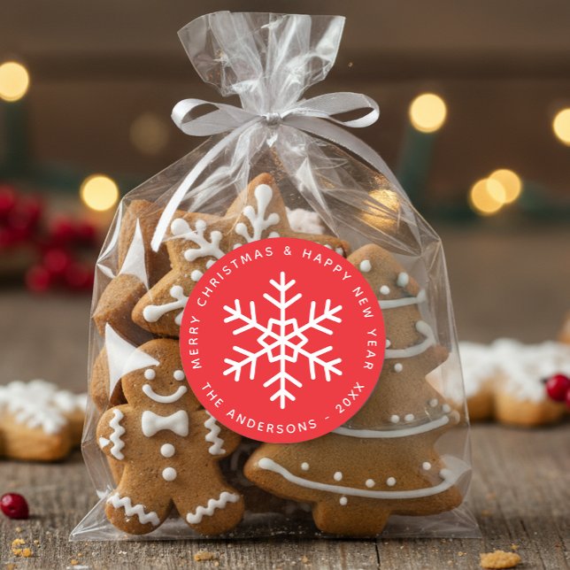 Weihnachten Rot und Weiß Schneeglätte Winterfeiert Runder Aufkleber (Von Creator hochgeladen)