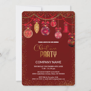 Weihnachten Rot Vintage-Schmuck Diamanten Einladung