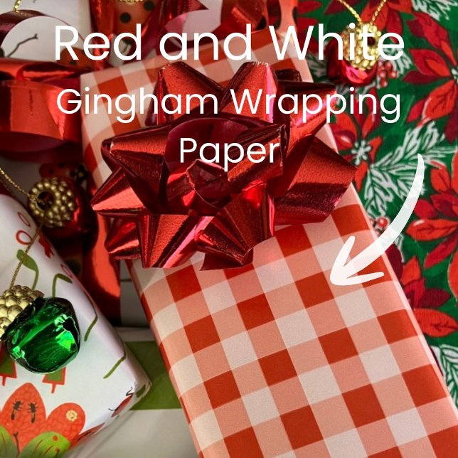 Weihnachten Rot-Weiß Gingham Geschenkpapier (Von Creator hochgeladen)