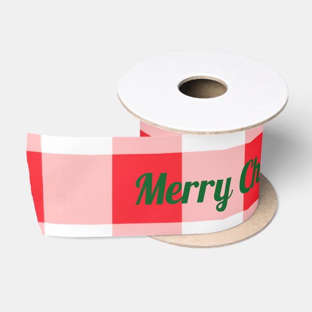 Weihnachten Rot Weiß Karo NAME Satinband (Spule)