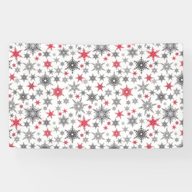 Weihnachten, rot, weiß, Schneeflocken, Winter, Neu Banner (Horizontal)