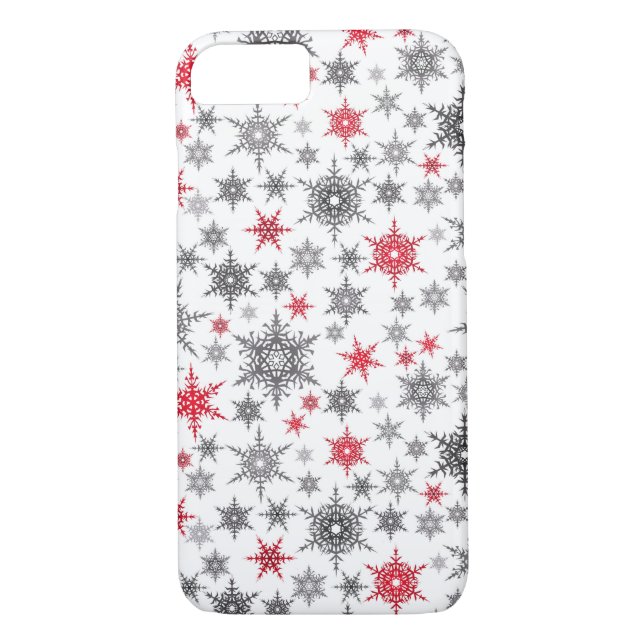 Weihnachten, rot, weiß, Schneeflocken, Winter, Neu Case-Mate iPhone Hülle (Rückseite)